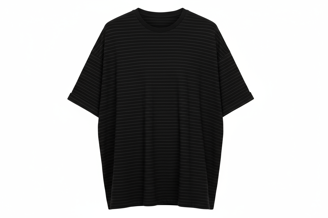 Baggy t-shirt clean and simple in black color with stripes